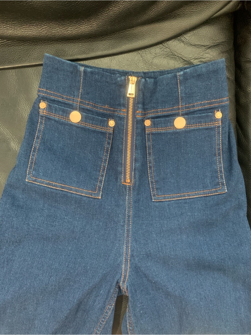 Alice McCall Dark Blue High-Rise Jeans with Front Zip